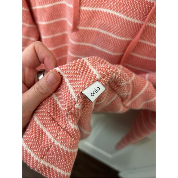 Onia Micah Striped Herringbone Loopback Cotton-Blend Hoodie, Sz Large, MP $150 - Picture 4 of 9